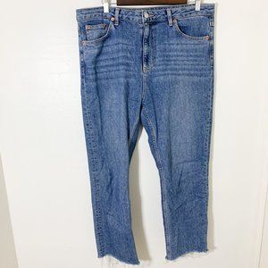 Topshop Moto raw hem straight leg jean 34